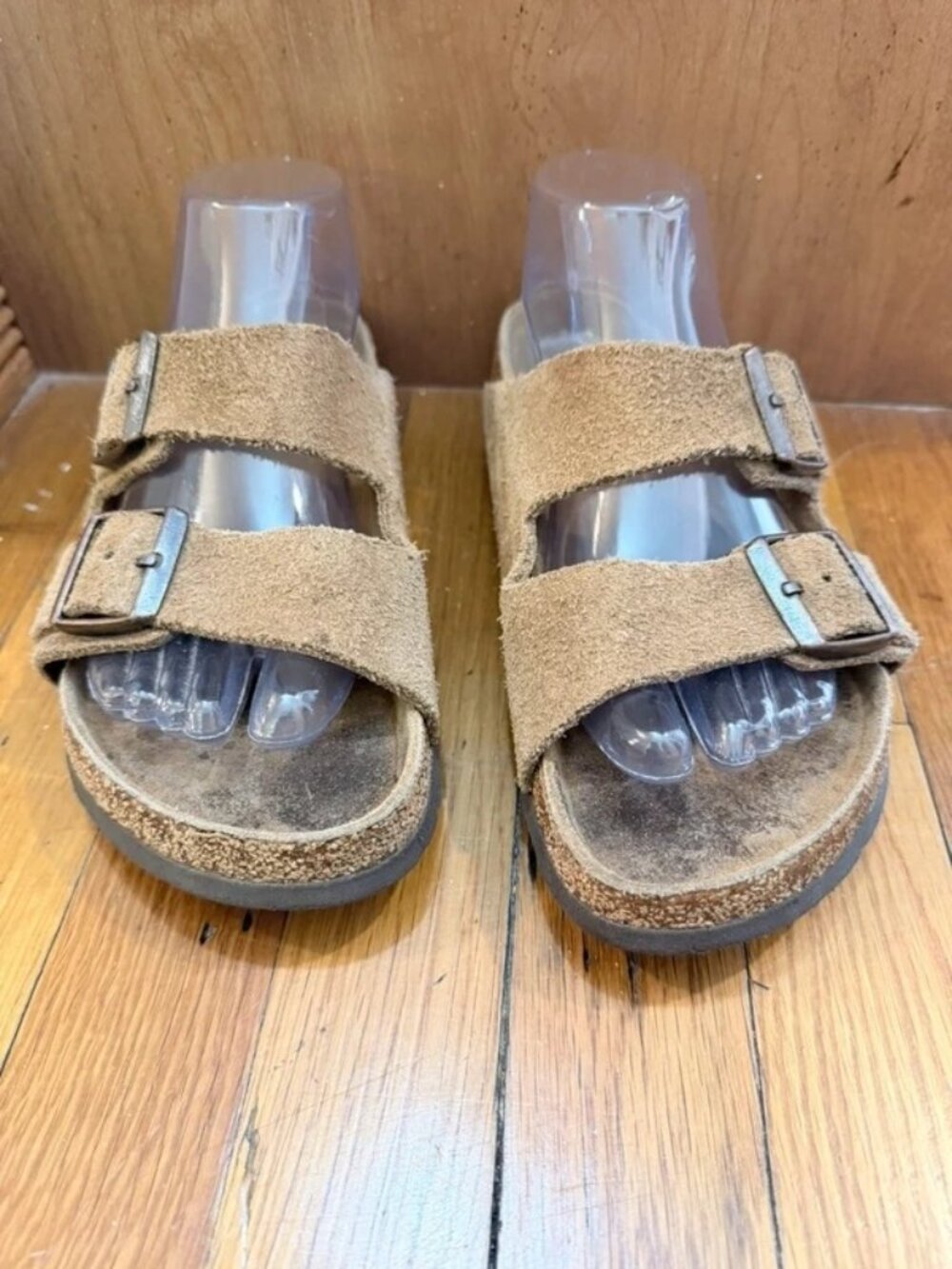 Granola Boho Gorpcore Birkenstock Arizona Taupe Suede Leather Sandals SZ 39